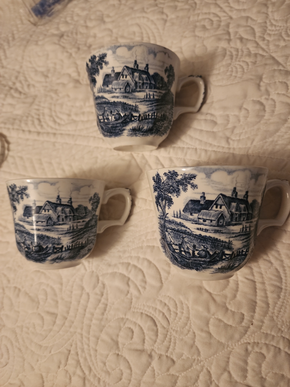 Ridgeway of Staffordshire England Meadowsweet Blue & White Cup 3 Teacups Only